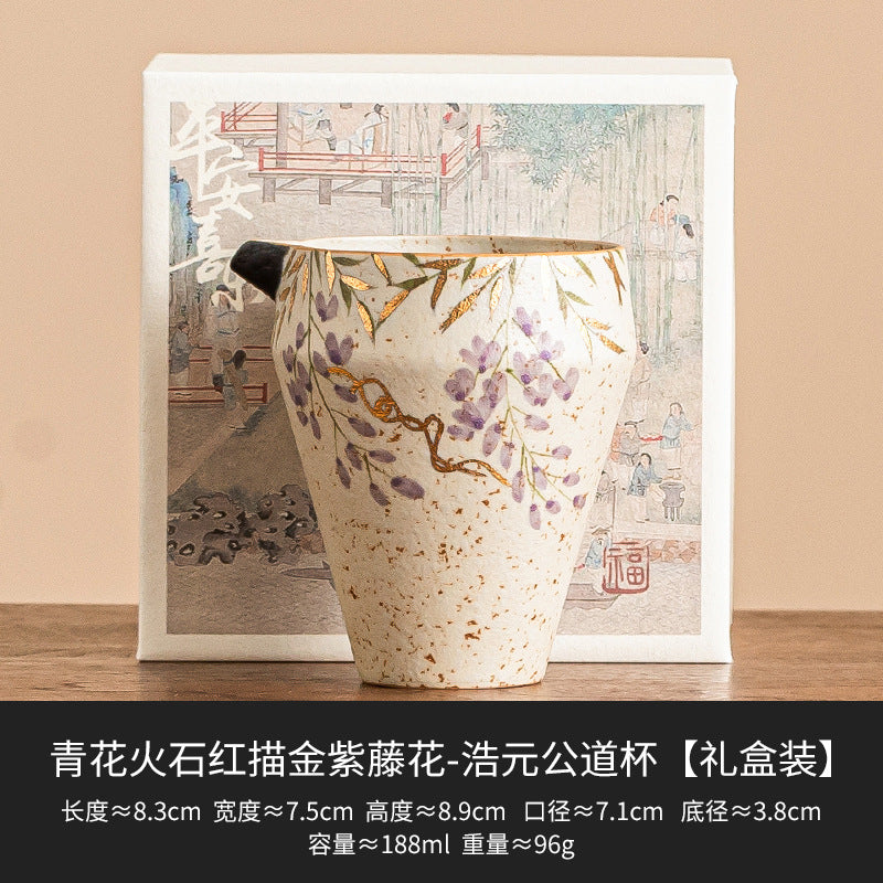 Blue-and-White Gilded Wisteria Fair Cup - Haoyuan Fair Cup - Gift Box