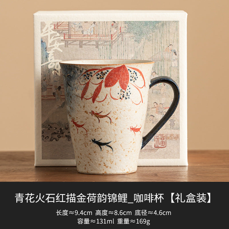 Blue-and-White Gilded Lotus Coffee Cup - Gift Box
