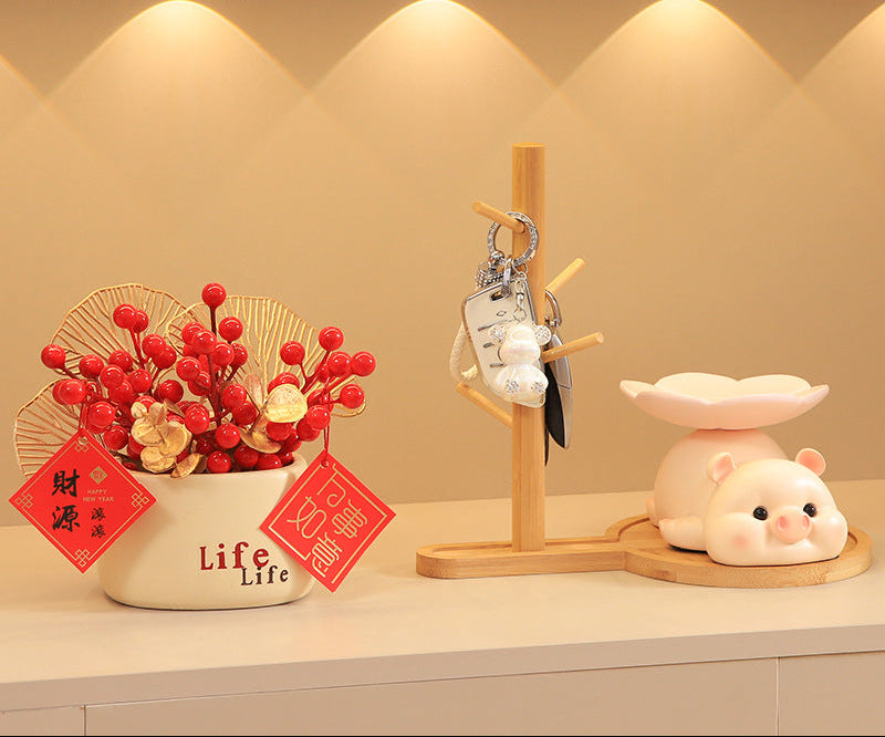 Cute Little Pig Desk Organizer & Key Rack - Cream · Key Rack · Layout C