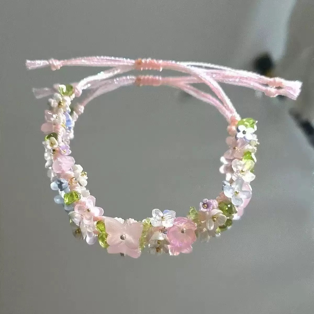 Monet Garden Woven Bracelet - Pink Wreath