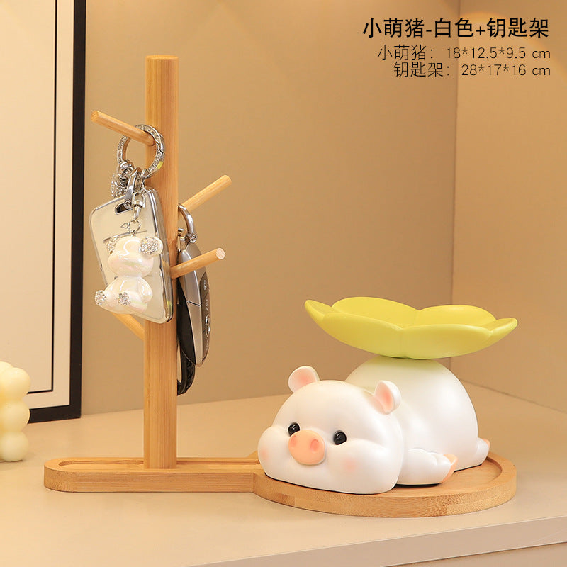 Cute Little Pig Desk Organizer & Key Rack - White · Key Rack