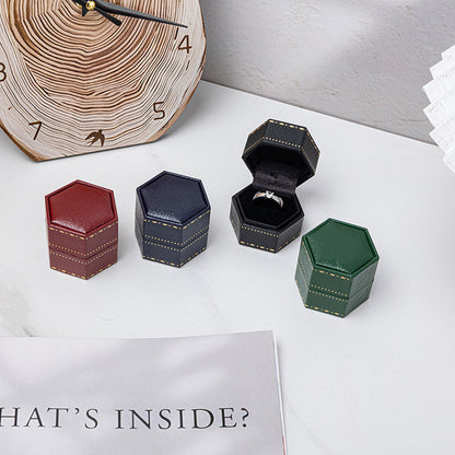 Hexagon Velvet Ring Box