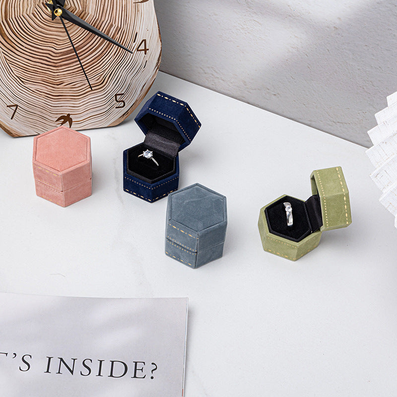 Hexagon Velvet Ring Box
