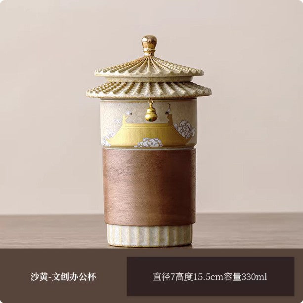 Heritage Travel Tea Cup Collection - Forbidden City Crane · Sand Yellow