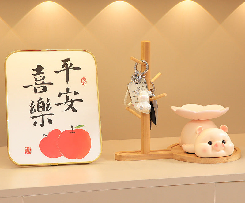 Cute Little Pig Desk Organizer & Key Rack - Cream · Key Rack · Layout B