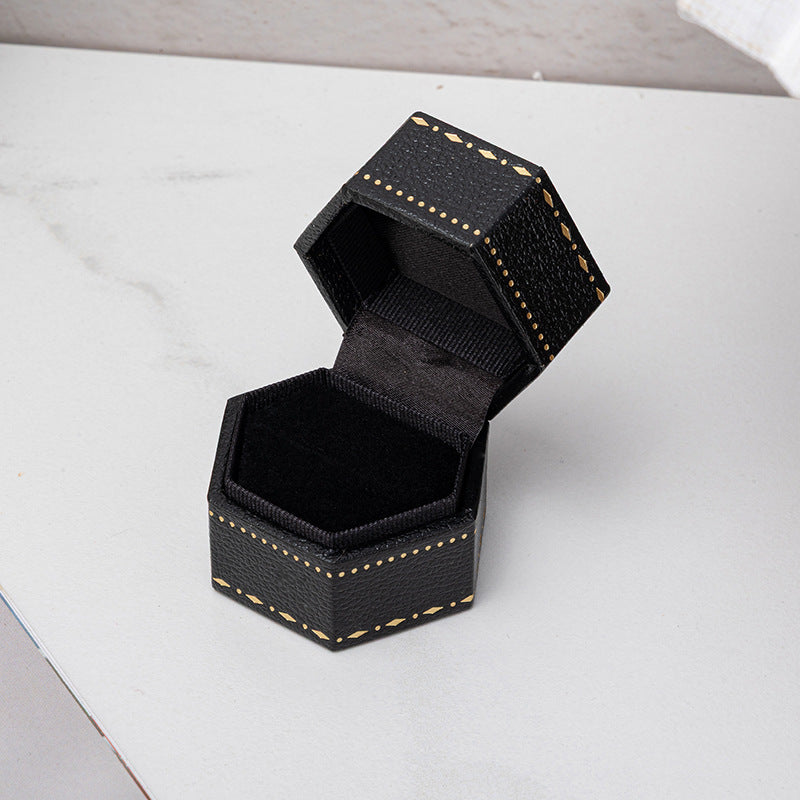 Hexagon Velvet Ring Box
