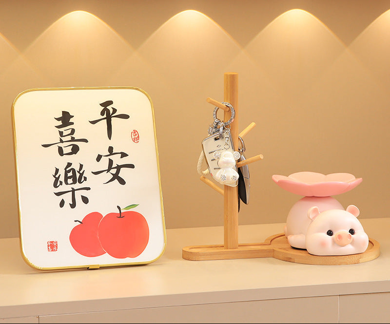 Cute Little Pig Desk Organizer & Key Rack - Pink · Key Rack + Photo Holder