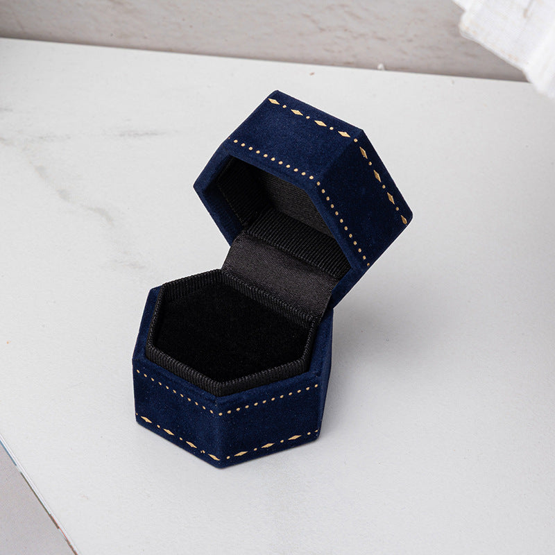 Hexagon Velvet Ring Box