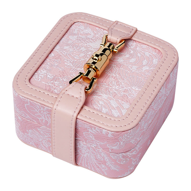 Jacquard Portable Jewelry Case - Jacquard Pink