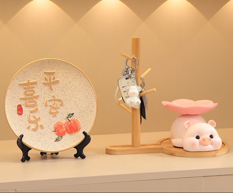 Cute Little Pig Desk Organizer & Key Rack - Pink · Key Rack Only + Round Stand