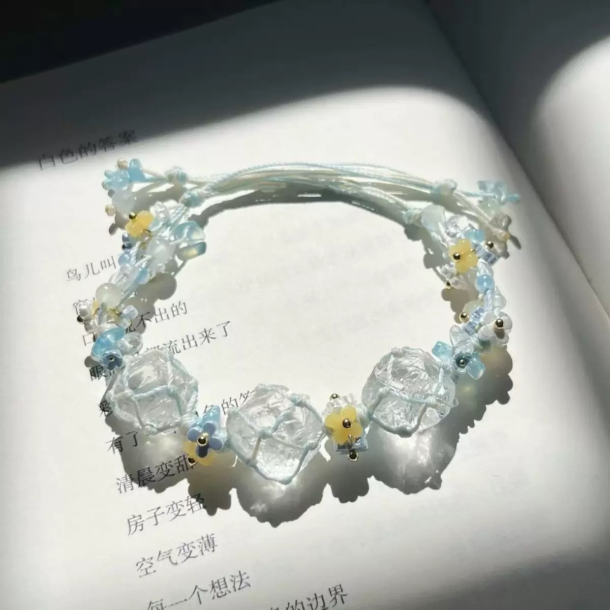 Monet Garden Woven Bracelet - Glacier White