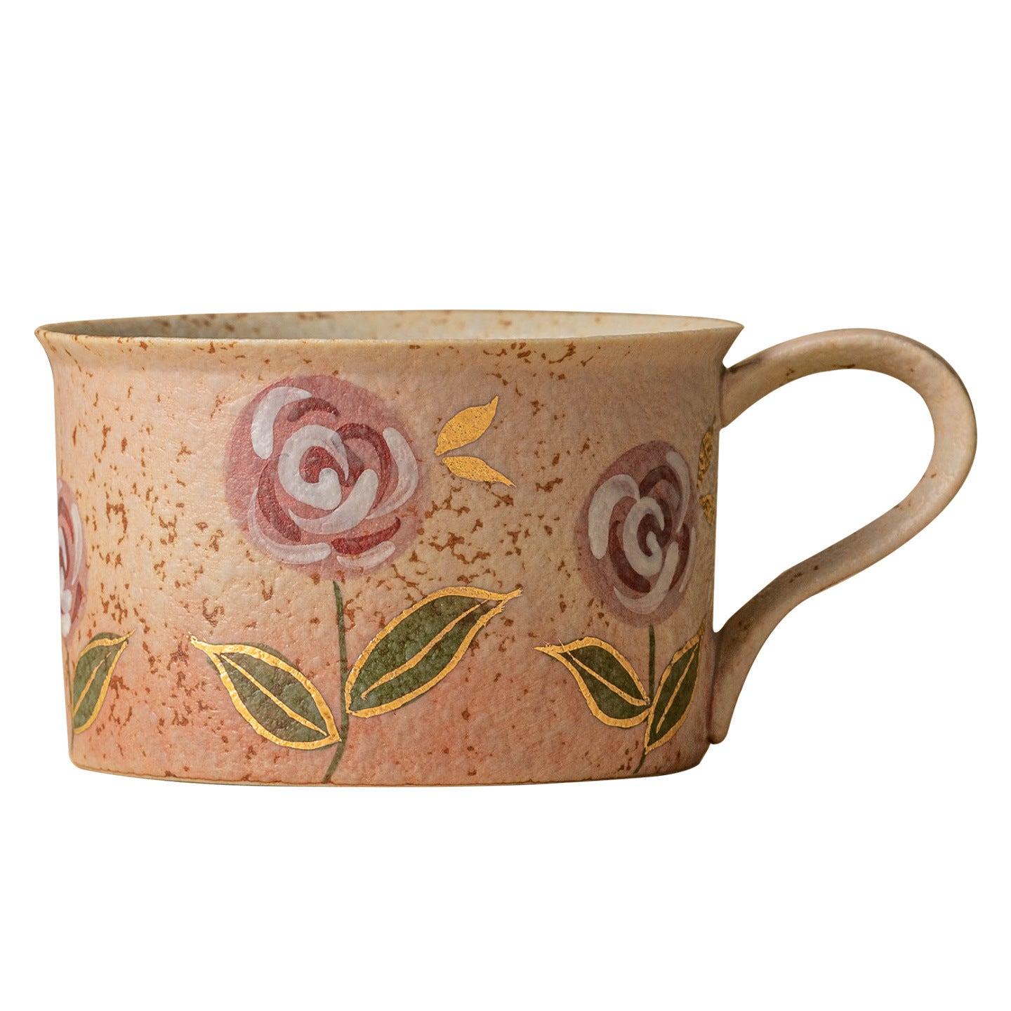 Hand-Painted Rose Ceramic Coffee Cup
