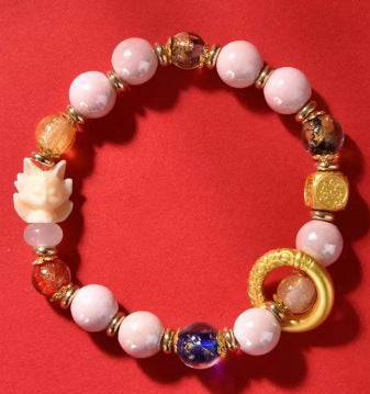 Nine-Tailed Fox Blessing Bracelet - Nine-Tailed Fox Pink Porcelain Bracelet