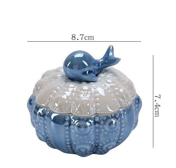 Ceramic Dolphin Jewelry Box - Ceramic Dolphin Jewelry Box - Ocean Style Storage Box - Tea Box
