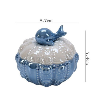 Ceramic Dolphin Jewelry Box - Ceramic Dolphin Jewelry Box - Ocean Style Storage Box - Tea Box