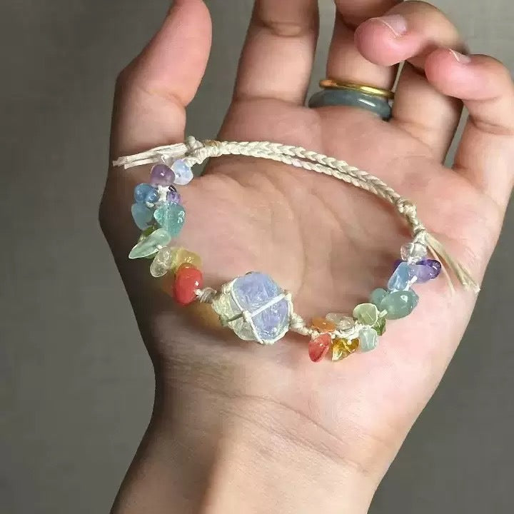 Monet Garden Woven Bracelet - Rainbow Opal