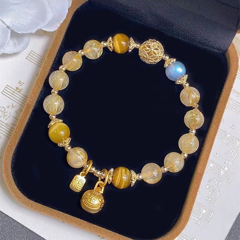 Nine-Tailed Fox Blessing Bracelet - Citrine-Tone Gold Beast