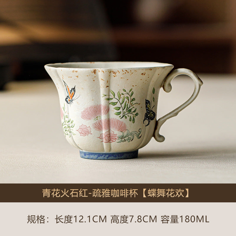 Red Butterfly Ceramic Coffee Cup - Cup Only