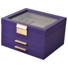 Three-Layer PU Window Jewelry Box - Purple