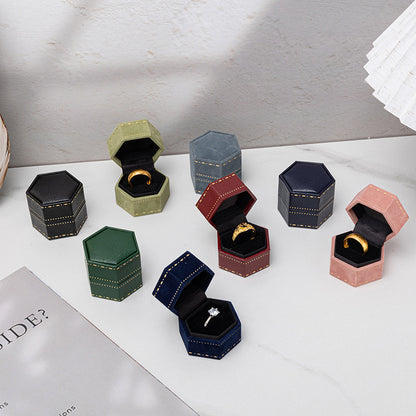 Hexagon Velvet Ring Box