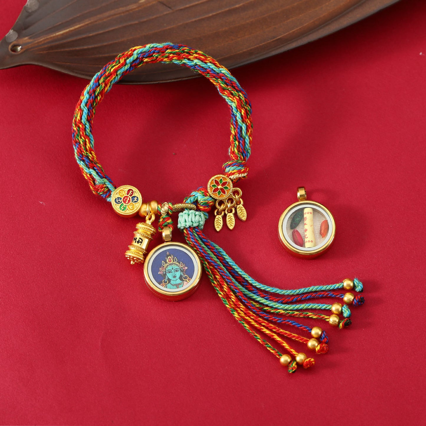 Thangka Gau Box Bracelet - Green Tara · Design 06