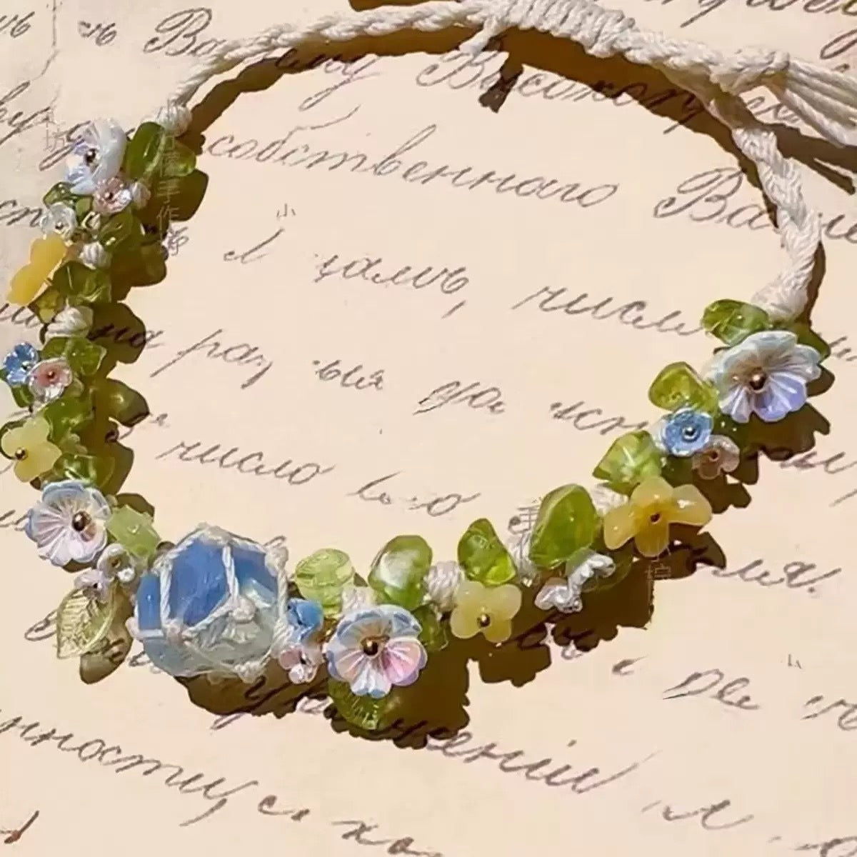 Monet Garden Woven Bracelet - Soft White Bloom