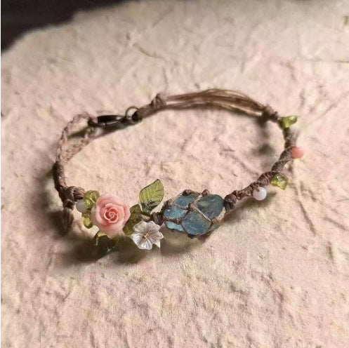 Monet Garden Woven Bracelet - Flowers Bloom As a Scene