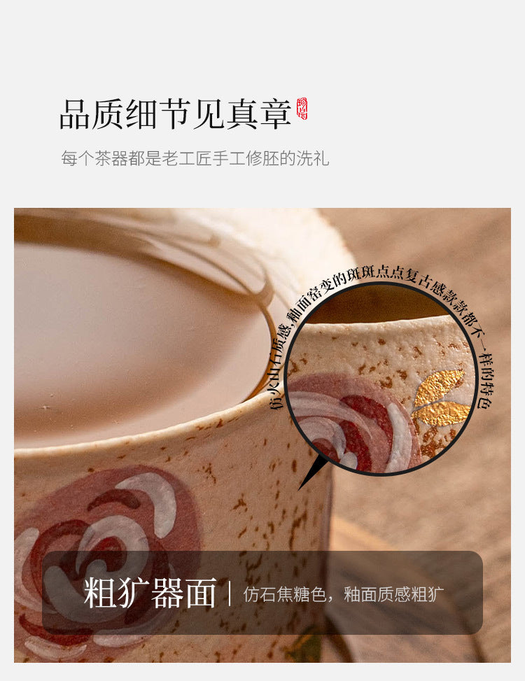 Hand-Painted Rose Ceramic Coffee Cup