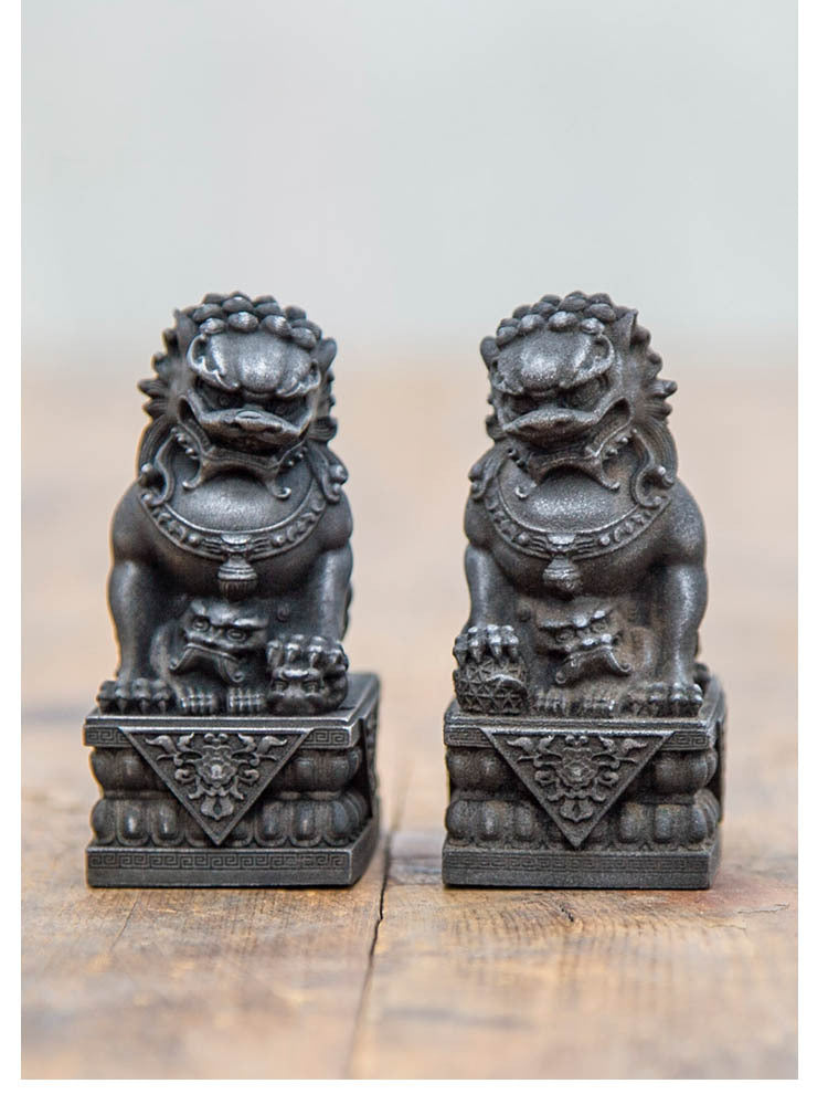 Tea Table Guardian Stone Lion - 8.5 cm - Lion - Natural Rust
