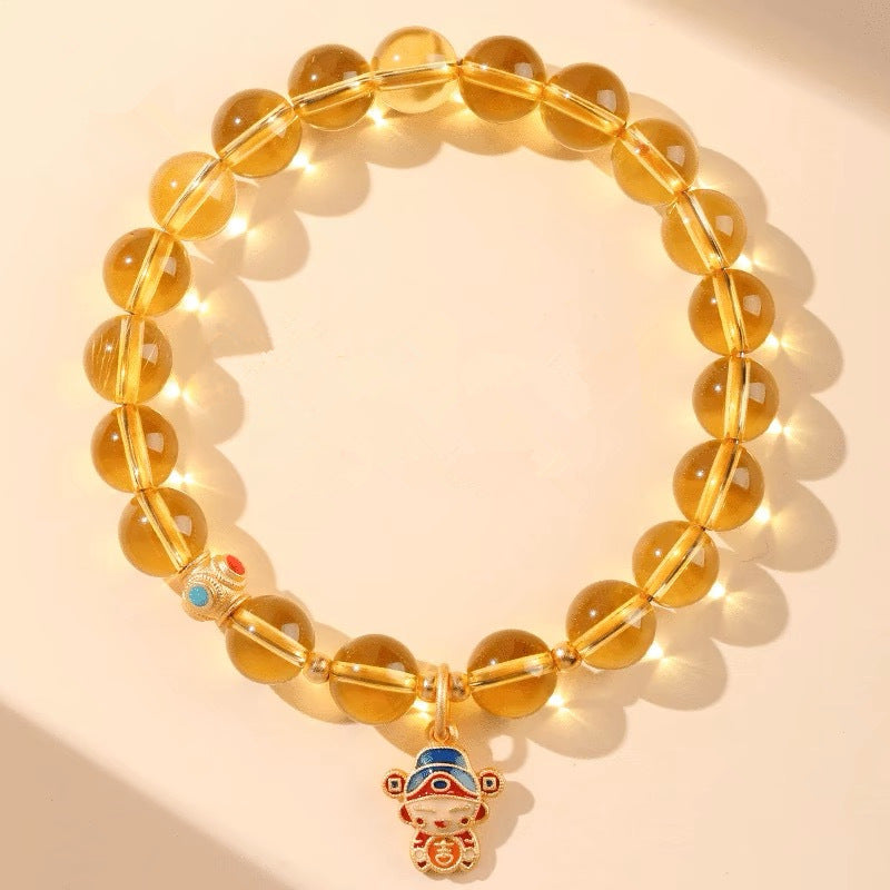 Nine-Tailed Fox Blessing Bracelet - Citrine-Tone Wealth Charm