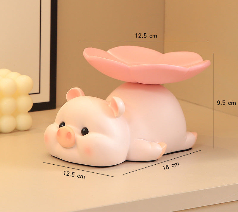 Cute Little Pig Desk Organizer & Key Rack - Pink · Organizer Only