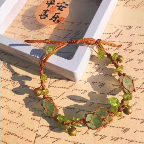 Monet Garden Woven Bracelet - Fluorite Leaf Bell