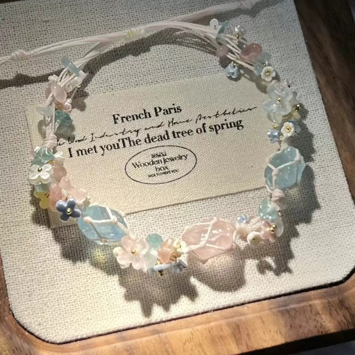 Monet Garden Woven Bracelet - Pinkish Blue Tones