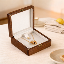 Black Walnut Bracelet & Ring Gift Box - North American Black Walnut WoodBeige Jewelry Box11*11*4.5cm