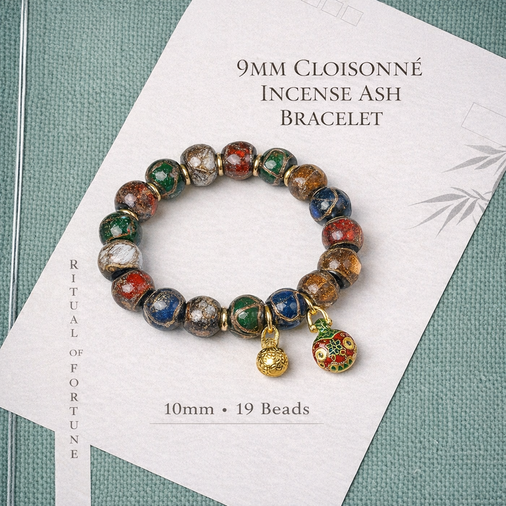 Incense Ash Glass Bead Bracelet - Incense Ash Glass · 10 mm
