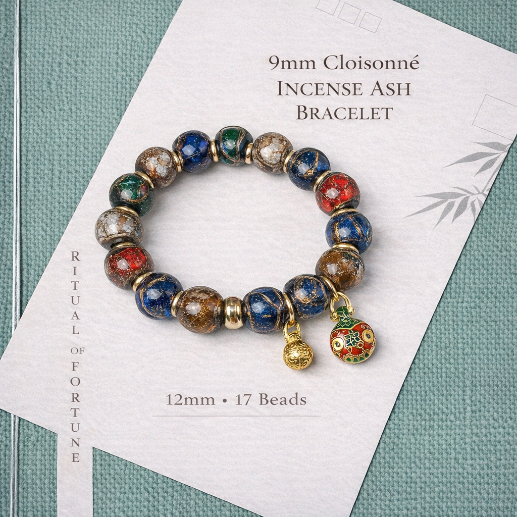 Incense Ash Glass Bead Bracelet - Incense Ash Glass · 12 mm