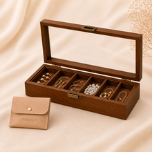 Wood-Grain Watch & Jewelry Display Case
