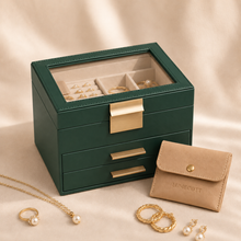 Three-Layer PU Window Jewelry Box