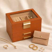 Three-Layer PU Window Jewelry Box
