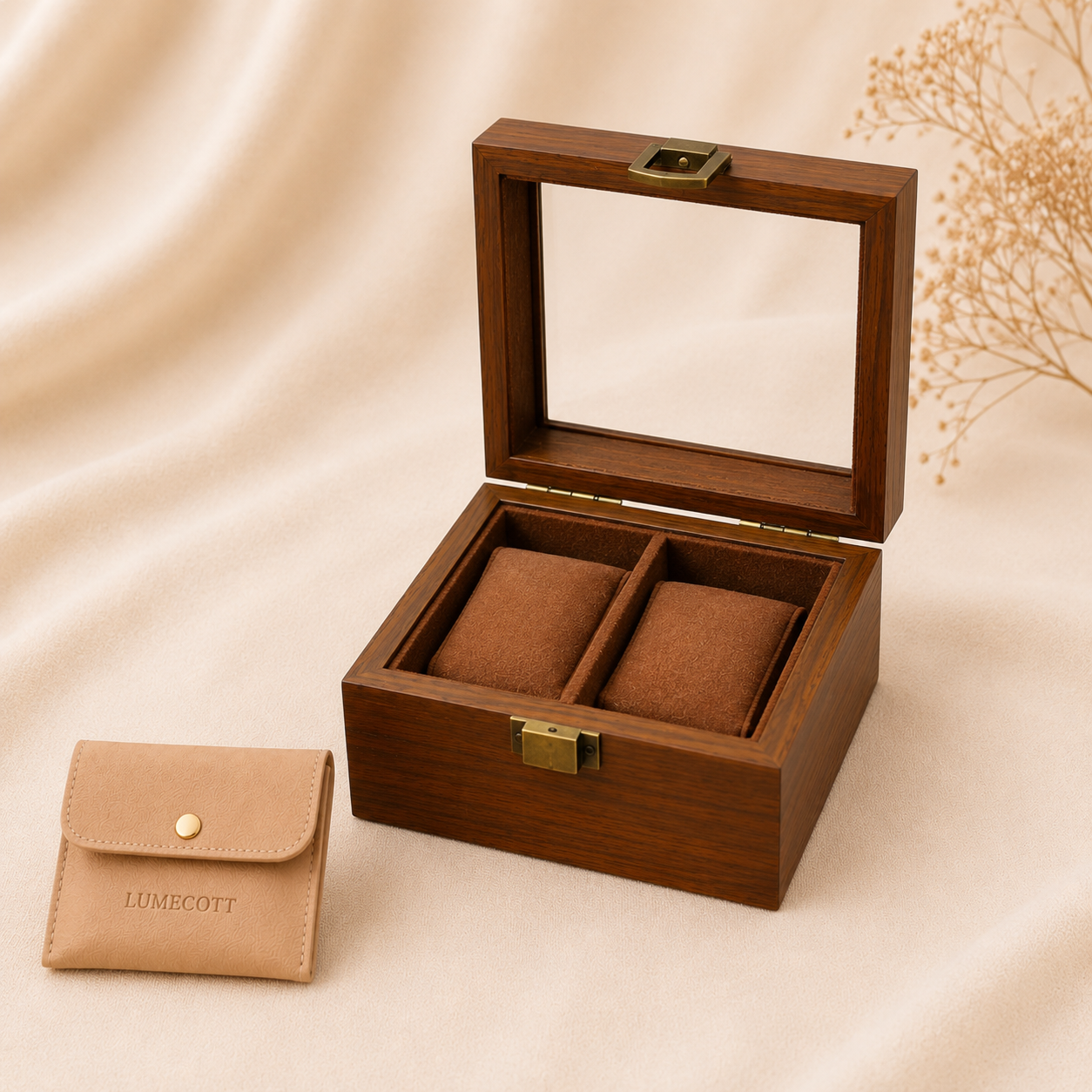 Wood-Grain Watch & Jewelry Display Case