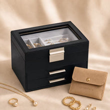 Three-Layer PU Window Jewelry Box