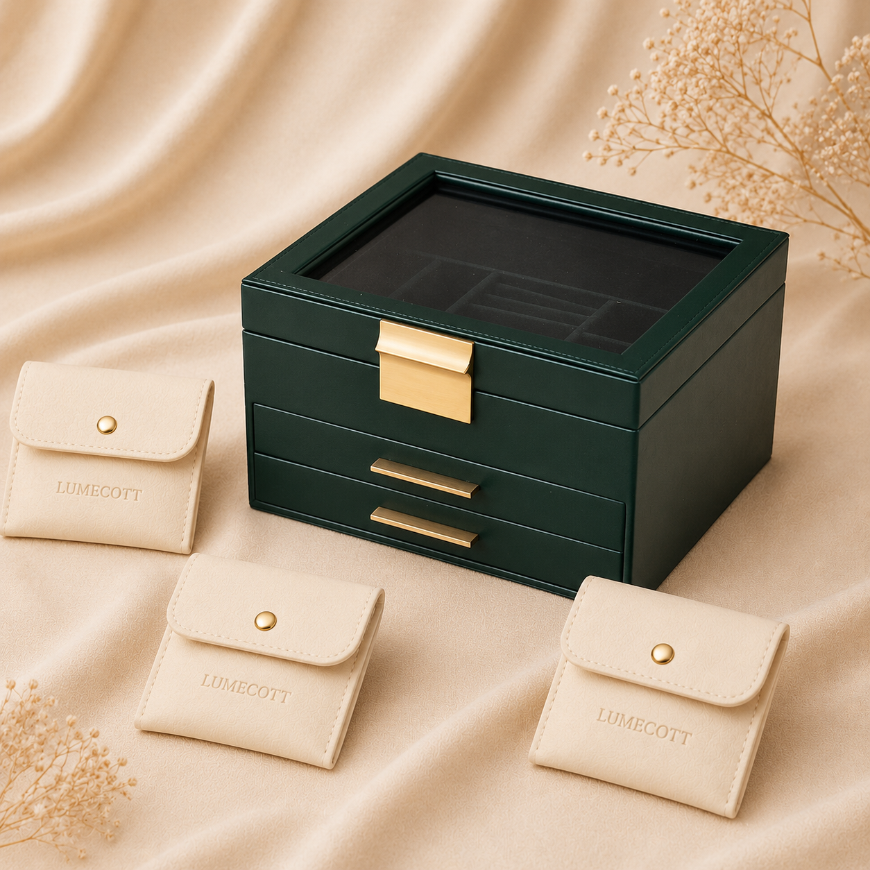 Three-Layer PU Window Jewelry Box
