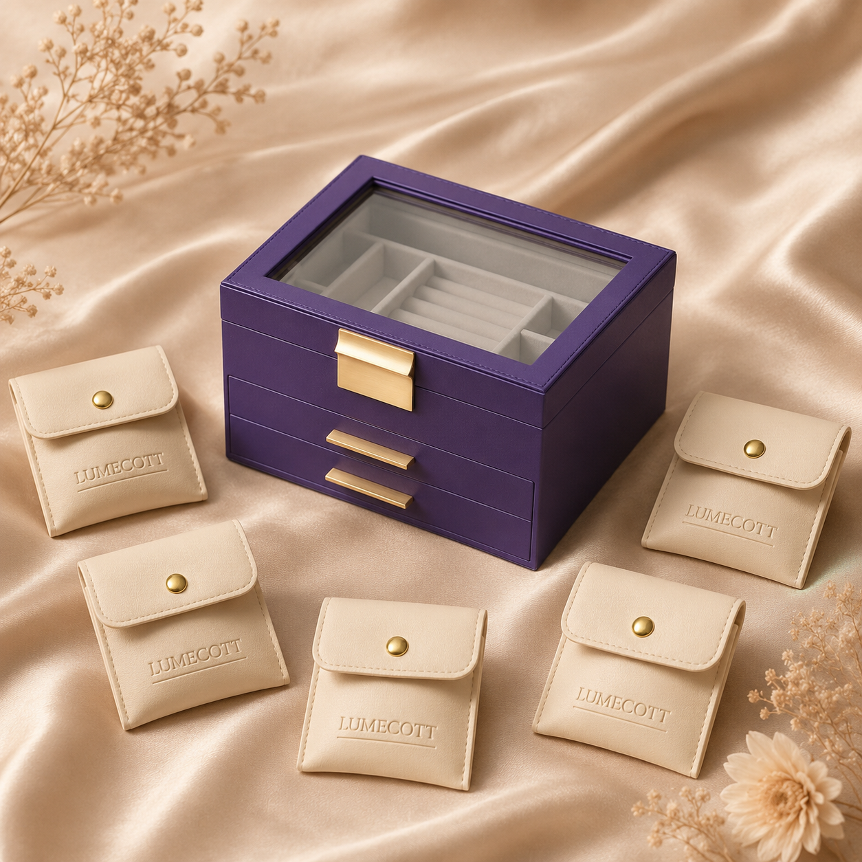 Three-Layer PU Window Jewelry Box