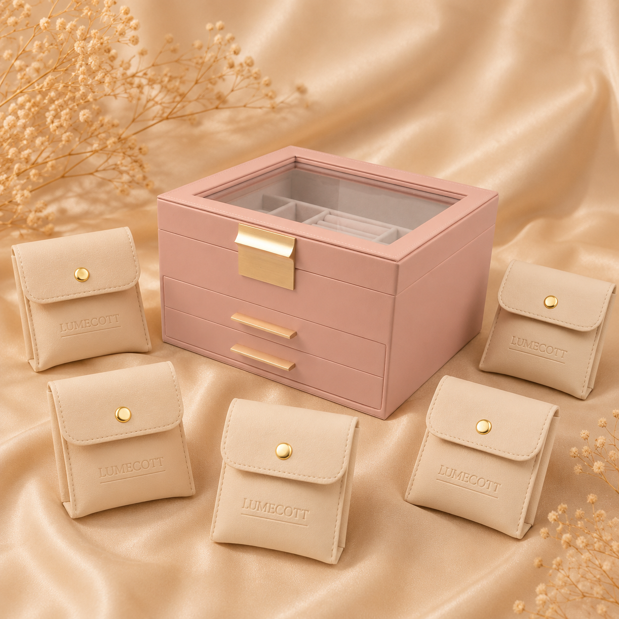 Three-Layer PU Window Jewelry Box