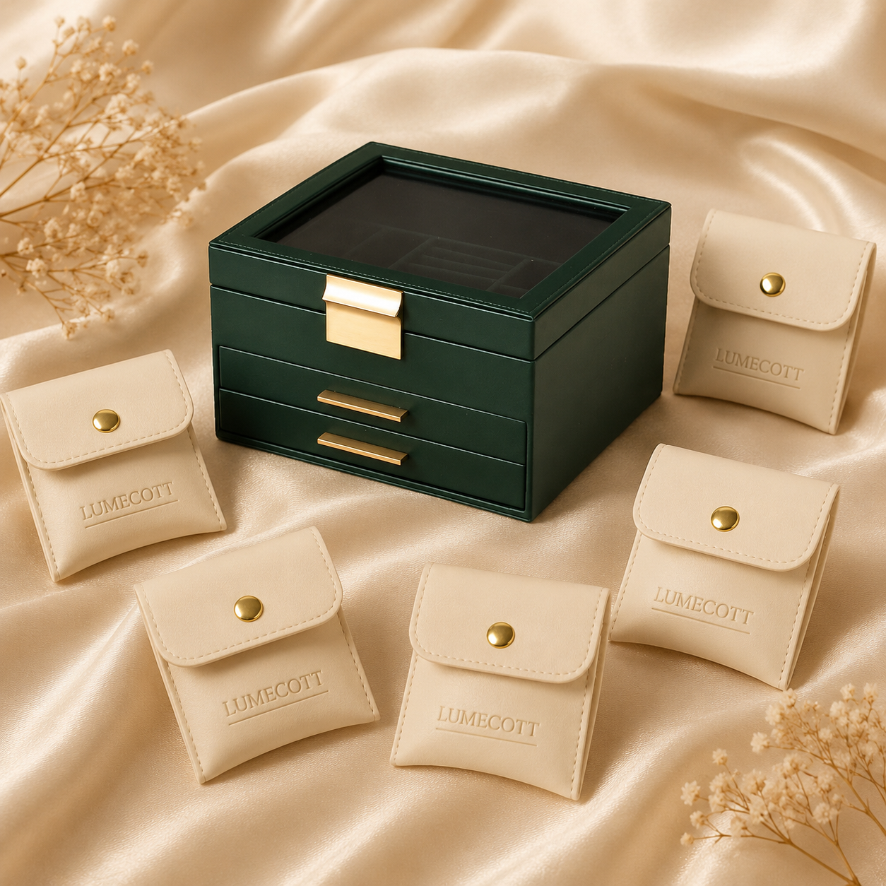 Three-Layer PU Window Jewelry Box