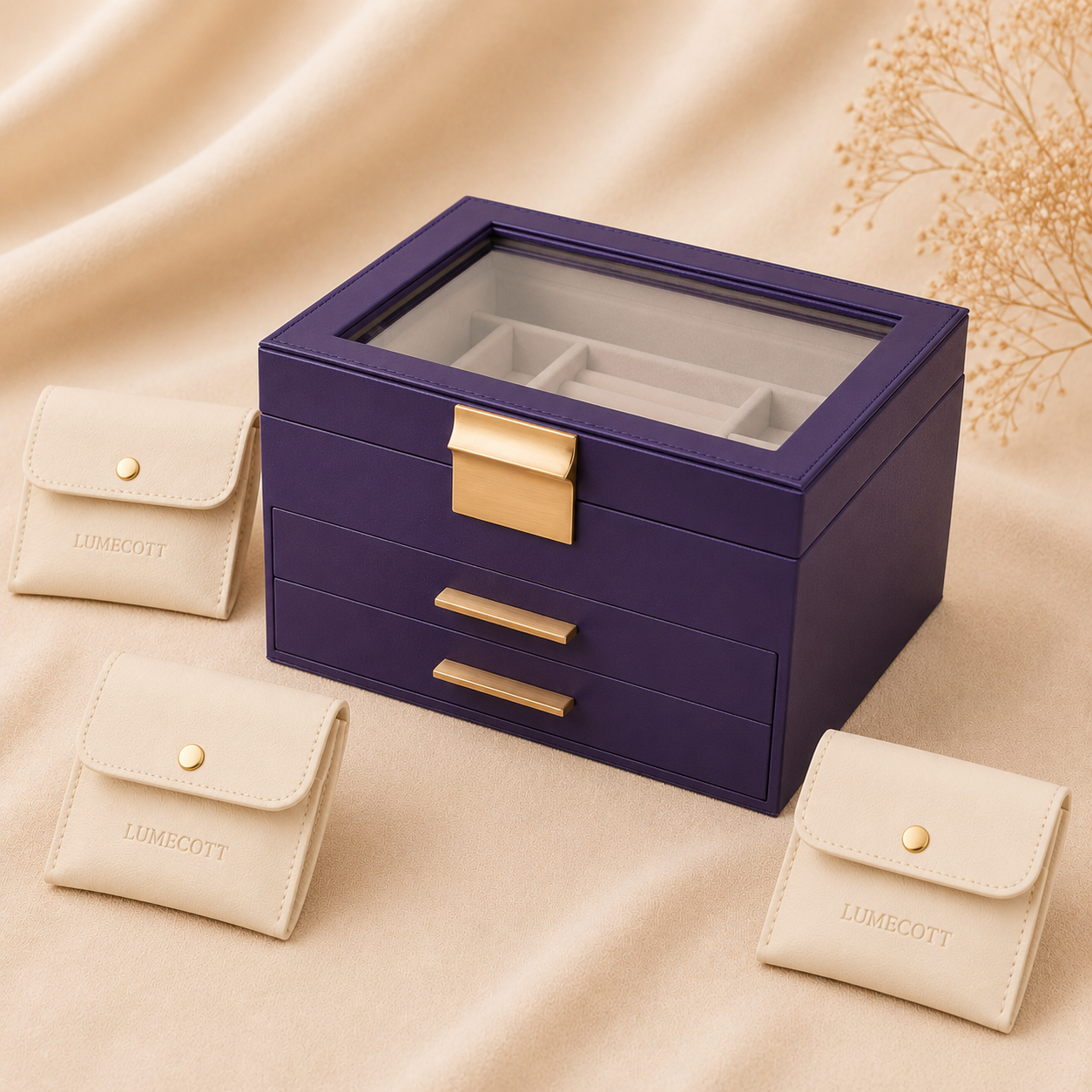 Three-Layer PU Window Jewelry Box