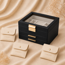 Three-Layer PU Window Jewelry Box
