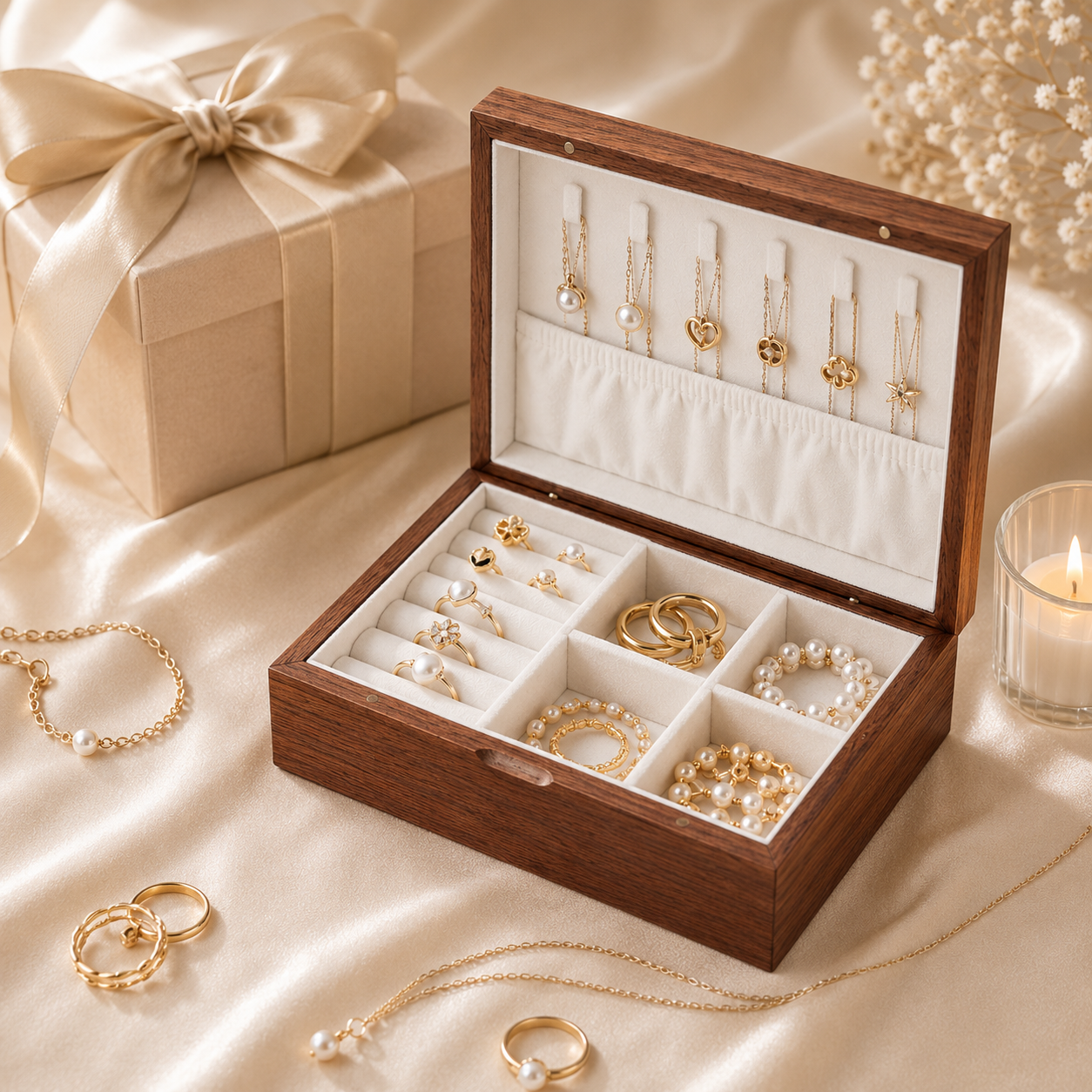 Walnut Solid Wood Jewelry Box
