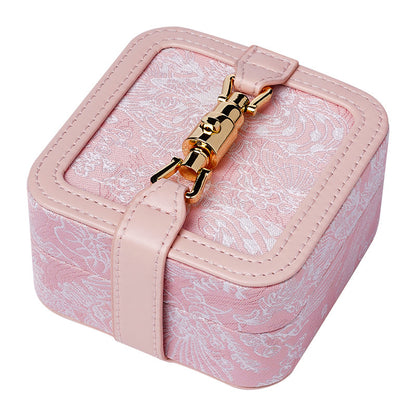 Jacquard Portable Jewelry Case - Jacquard Pink