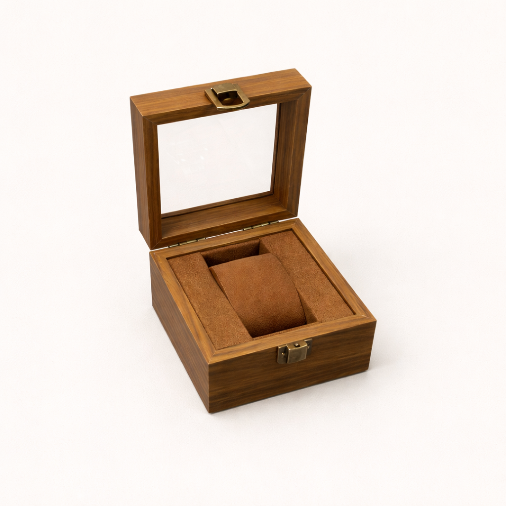 Wood-Grain Watch & Jewelry Display Case
